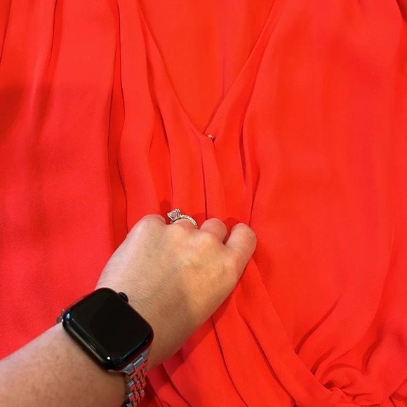 Parker Ruched Sleeve Red Dress - Picture 6 of 11